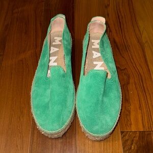 Worn Once Manebi Green Suede Platform Espadrilles 39 / 9
